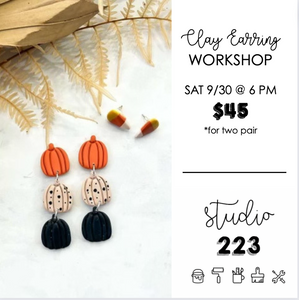 September 30 at 6pm | Clay Earring Workshop