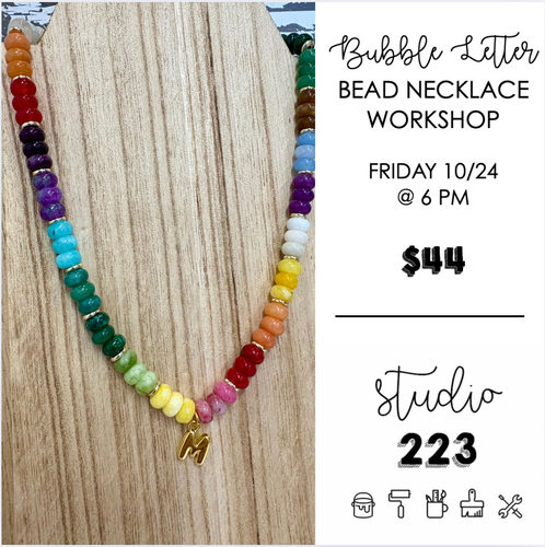 October 24 at 6pm | Bubble Letter Bead Necklace Workshop