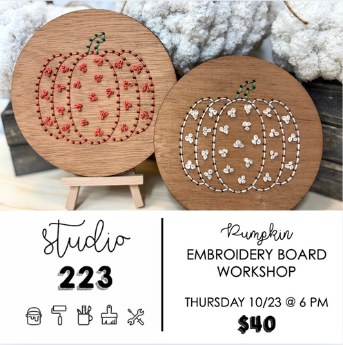 October 23 at 6pm | Pumpkin Embroidery Board Workshop