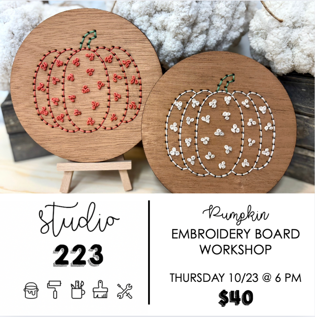 October 23 at 6pm | Pumpkin Embroidery Board Workshop
