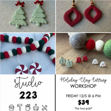 December 05 at 6pm | Holiday Clay Earring Workshop