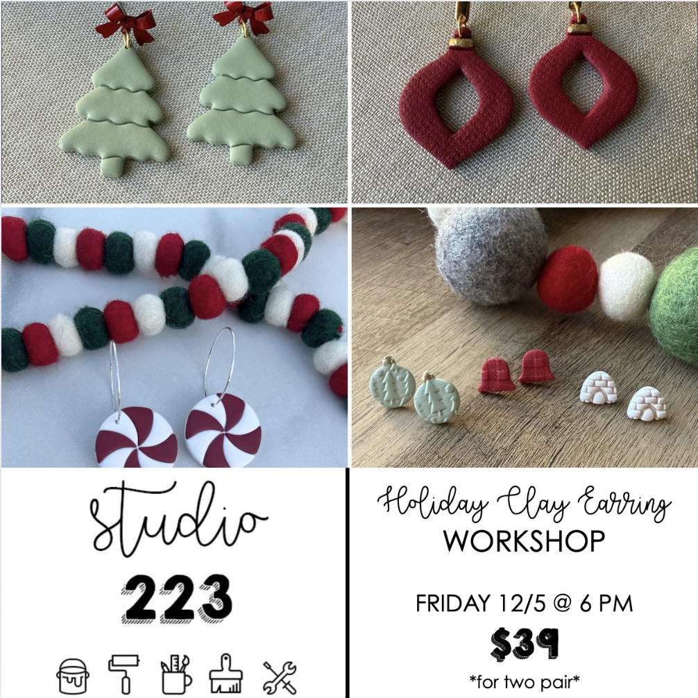 December 05 at 6pm | Holiday Clay Earring Workshop