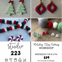 July 08 at 6pm | Holiday Clay Earring Workshop