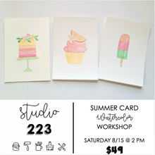 August 15 at 2pm | Summer Card Watercolor Workshop